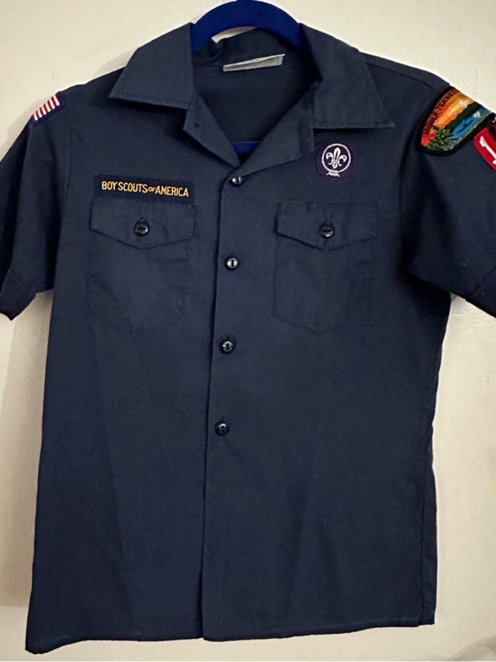 Vintage Boy Scouts of America Navy Short Sleeve Uniform Shirt